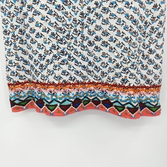 Calypso St. Barth Coconut Zahara Tee Top Sequin Embroidered Boho Beach XS - Picture 6 of 10